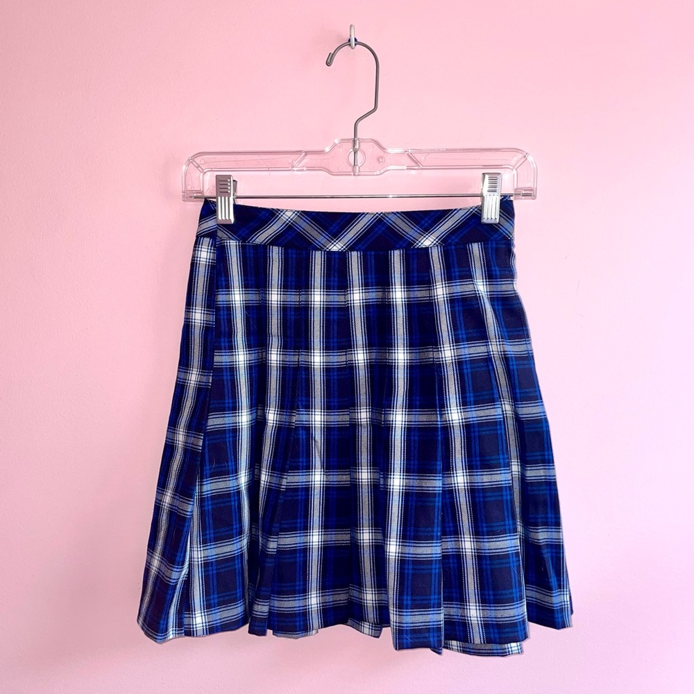 H&M Blue and Black Plaid Skater Skirt